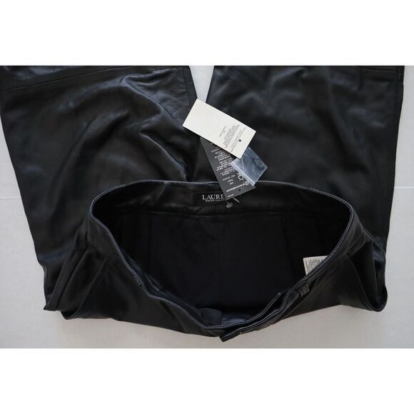 Lauren Ralph Lauren Women's Sz 6 Black Lamb Leather Cropped High Rise Pants - Picture 10 of 13